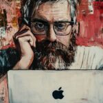 Painting of a man pondering web design cost