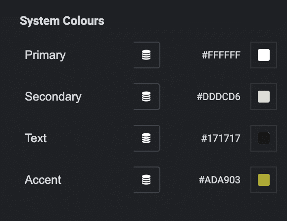 Elementor global colour settings screenshot