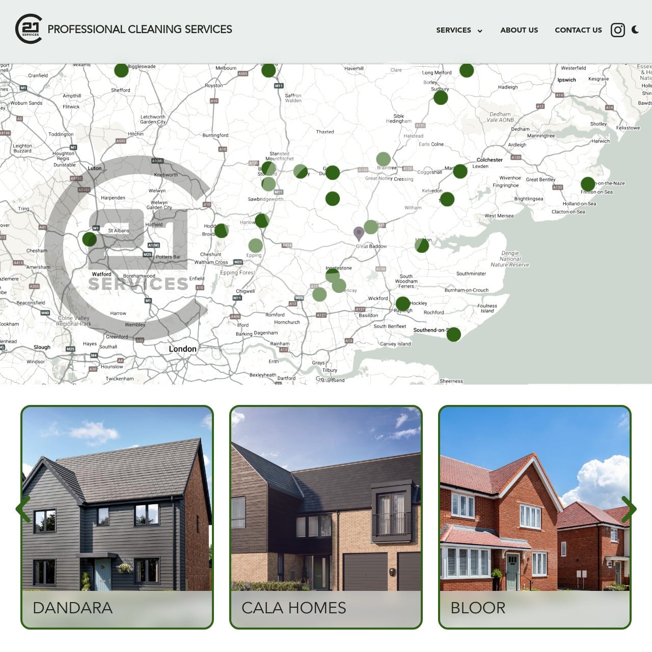 Screenshot of https://c21services.co.uk