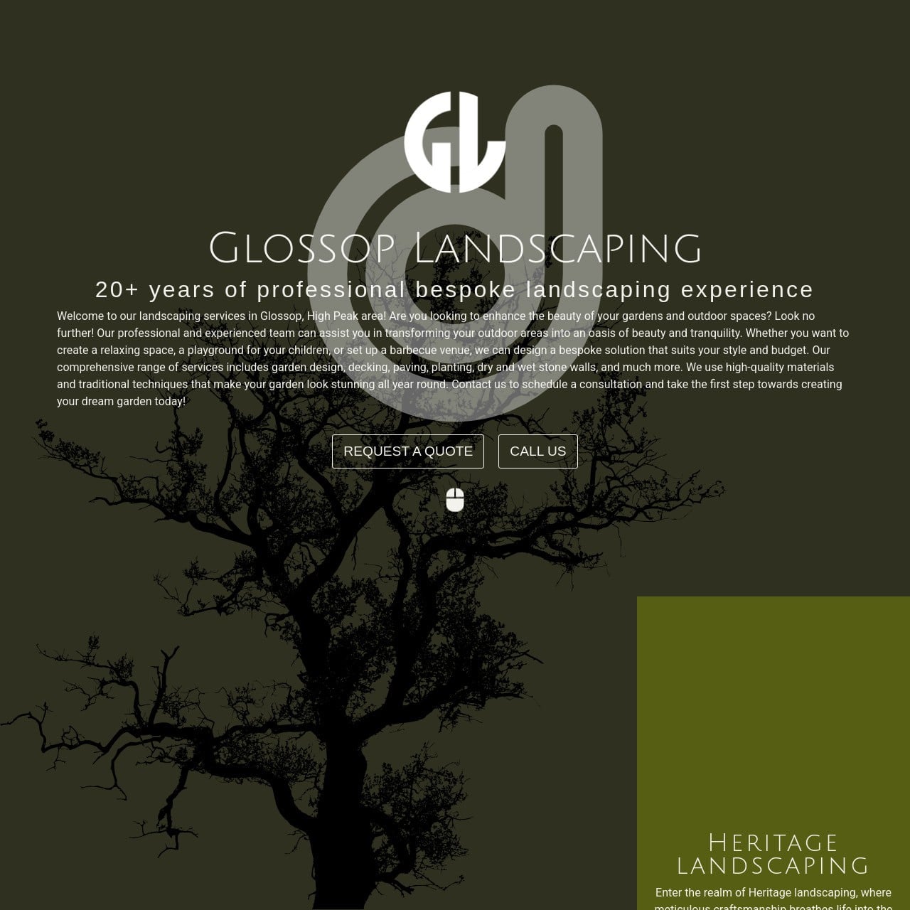 Screenshot of https://glossoplandscapes.co.uk/