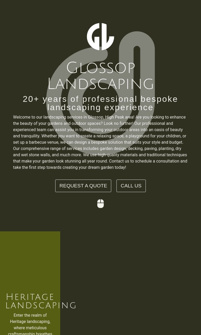 Screenshot of https://glossoplandscapes.co.uk/