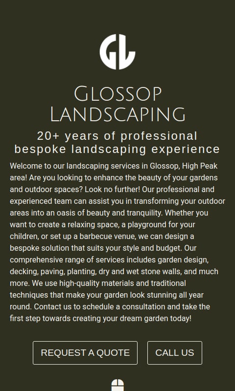 Screenshot of https://glossoplandscapes.co.uk/