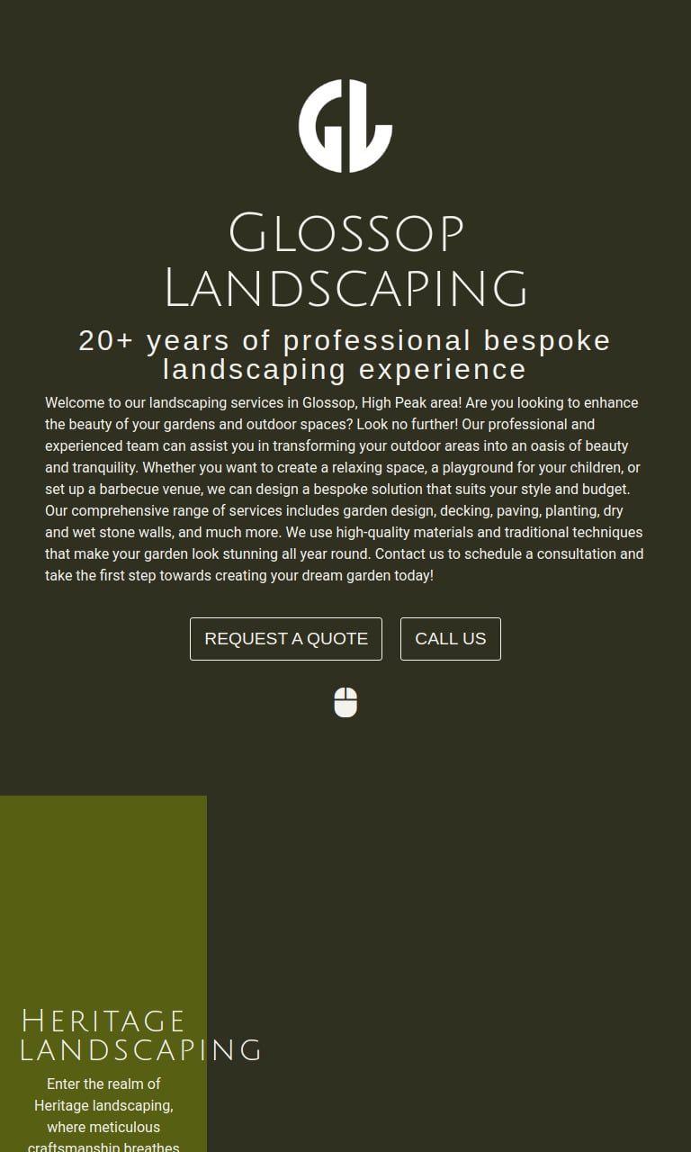 Screenshot of https://glossoplandscapes.co.uk/