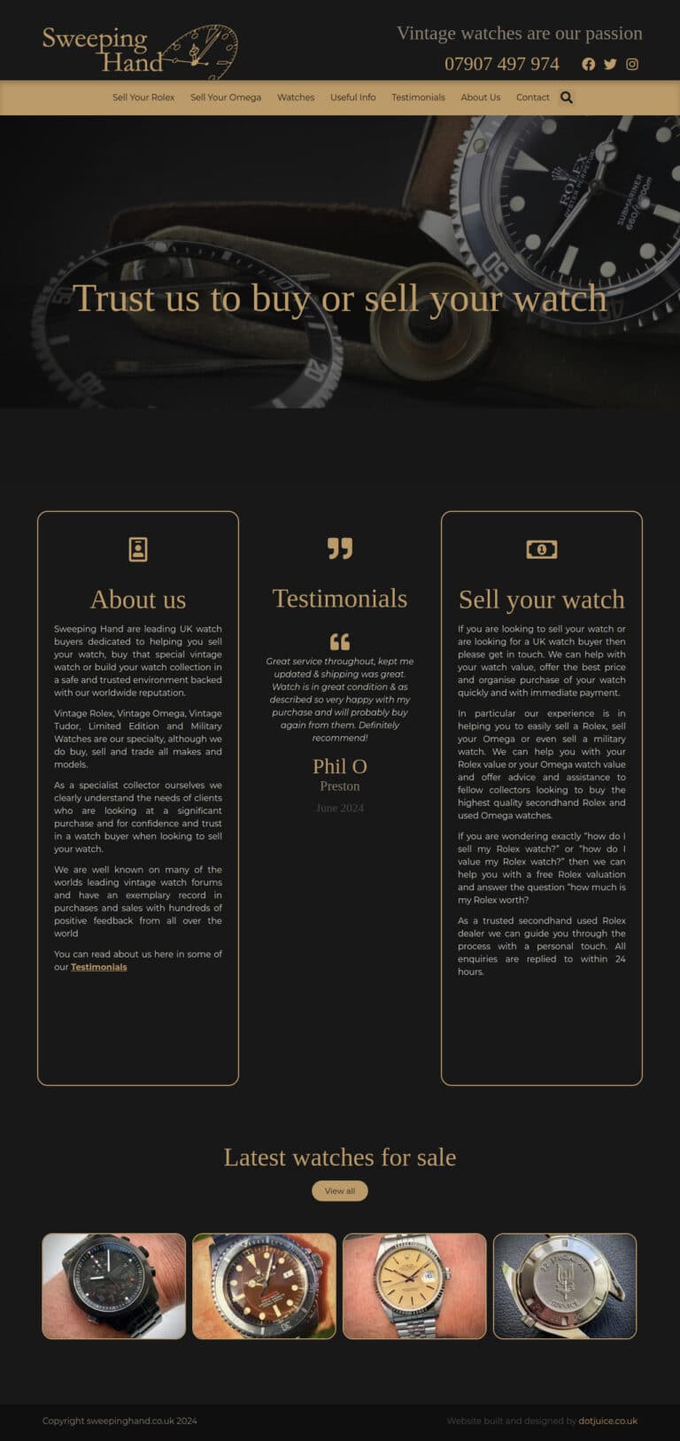 Screenshot of https://sweepinghand.co.uk/