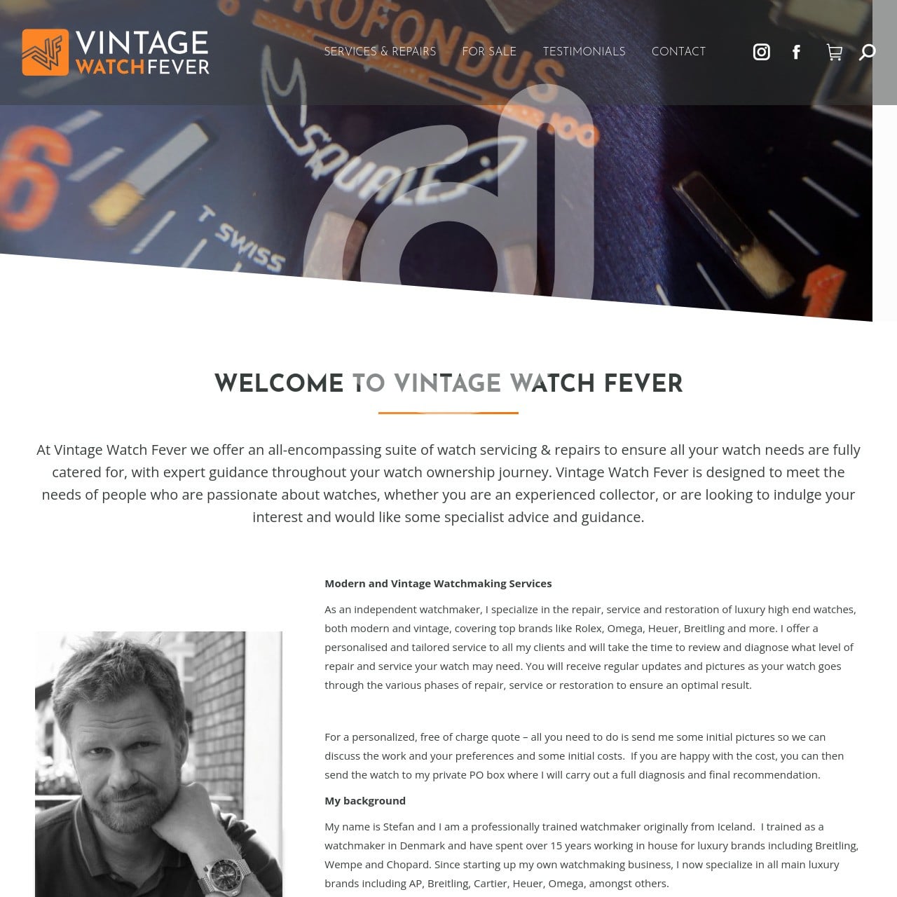 Screenshot of https://vintagewatchfever.co.uk/