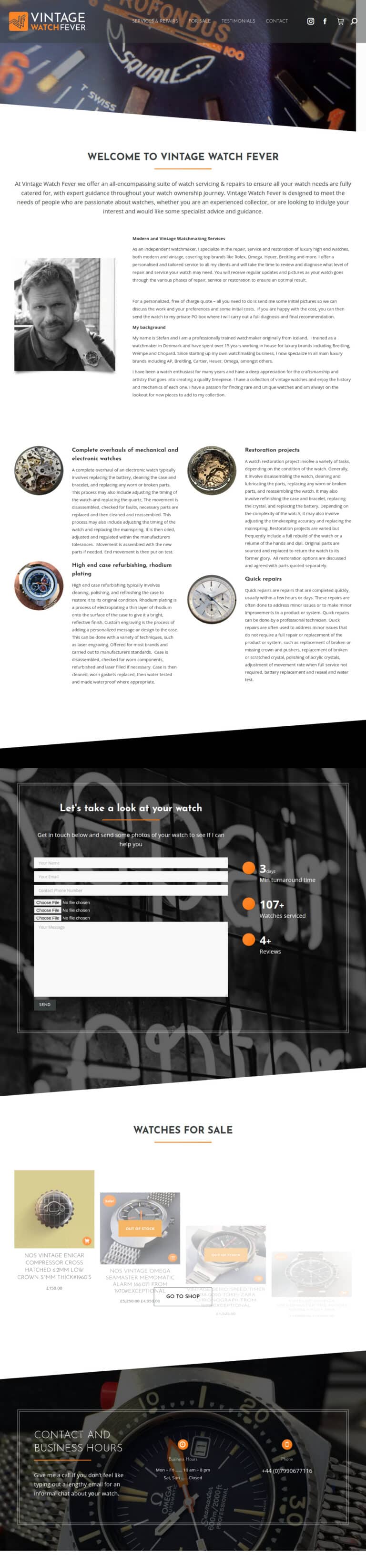 Screenshot of https://vintagewatchfever.co.uk/