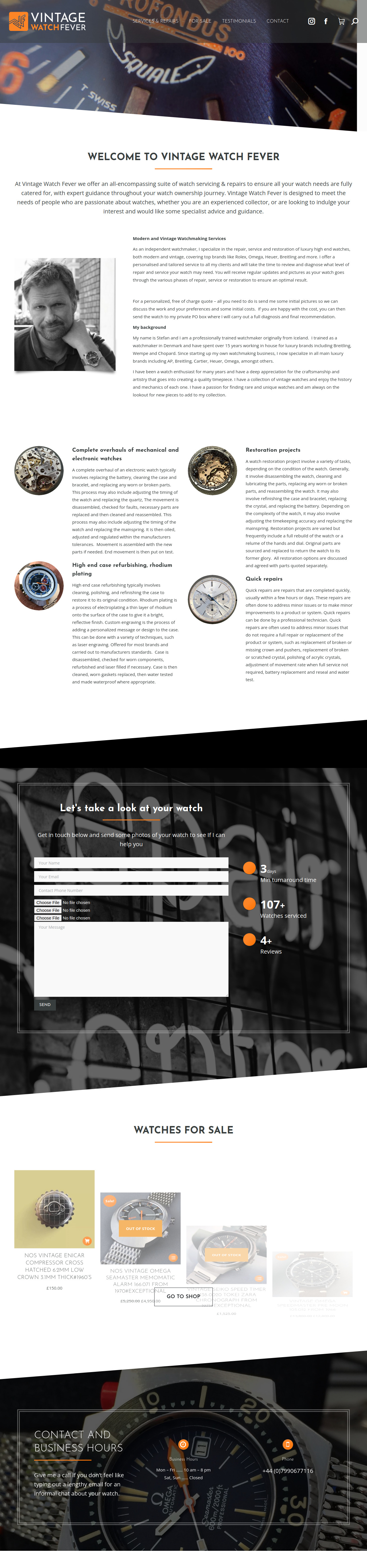 Screenshot of https://vintagewatchfever.co.uk/