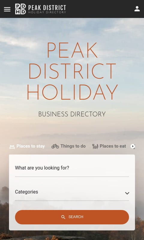 Screenshot of https://www.peakdistrict.holiday/